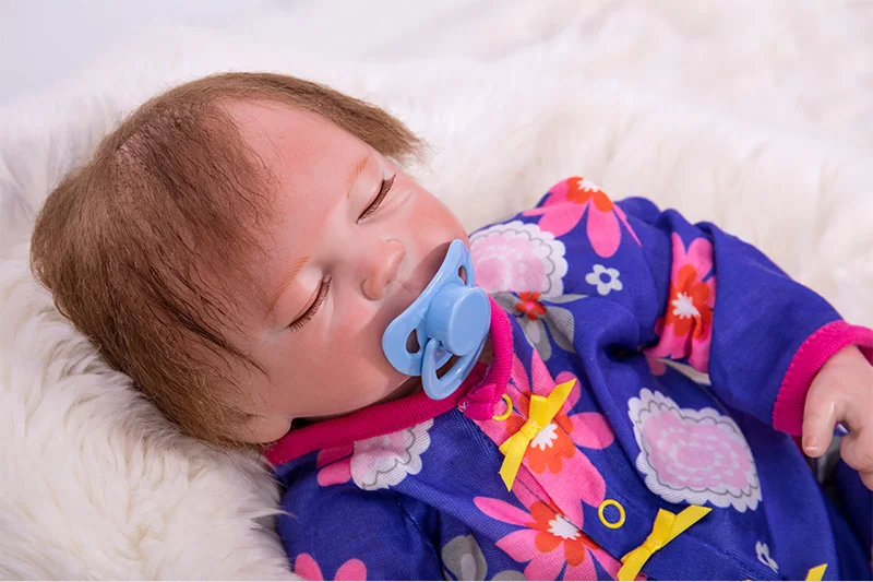 19inch Reborn silicone Baby Dolls closed eyes dark blue clothes Toddler simulation fashion toy children Birthday Xmas Gift | Игрушки и