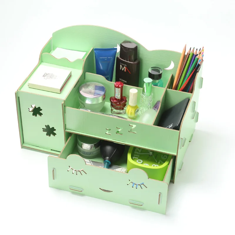 Органайзер для макияжа с 3 ящиками деревянная коробка хранения коробки салфеток