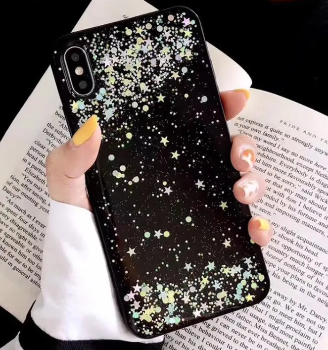 black colorful Блестящий цветной силиконовый чехол со звездами для Xiao mi Red mi note 7 Pro Red mi 5 Plus mi 9 mi 8 lite note 6 note 8 Pro чехлы для телефонов - Цвет: black colorful