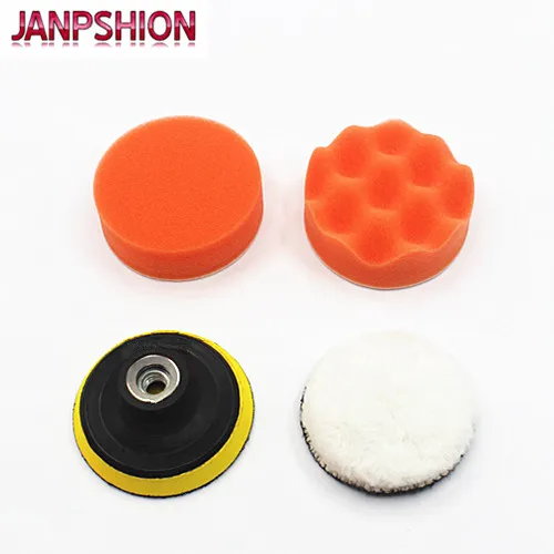 JANPSHION 4pc M10 / 75mm 3'' 80mm Sponge Polishing Waxing Buffing Pads Kit Compound Auto Car Paint maintenance | Инструменты