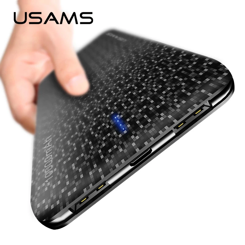USAMS 10000mAh внешний аккумулятор с двойным выходом USB универсальный 15 мм Ультратонкий