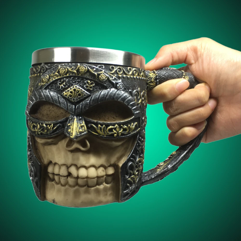 Кружка для пива с черепом викингов кружка Скелет из нержавеющей стали Хэллоуина