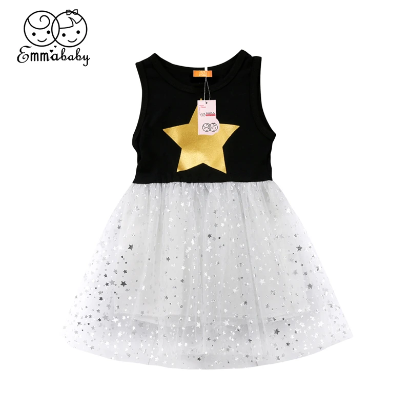 Платье пачка для маленьких девочек с принтом в виде звезд лето 2018|Платья| |