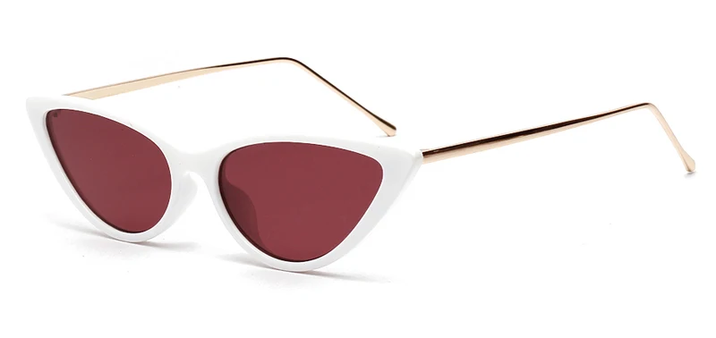 white frame Peekaboo Ретро кошачий глаз солнцезащитные очки белые женские полуметаллическая оправа маленькие Солнцезащитные очки женские черные очки в леопардовой оправе - Цвет линз: white frame