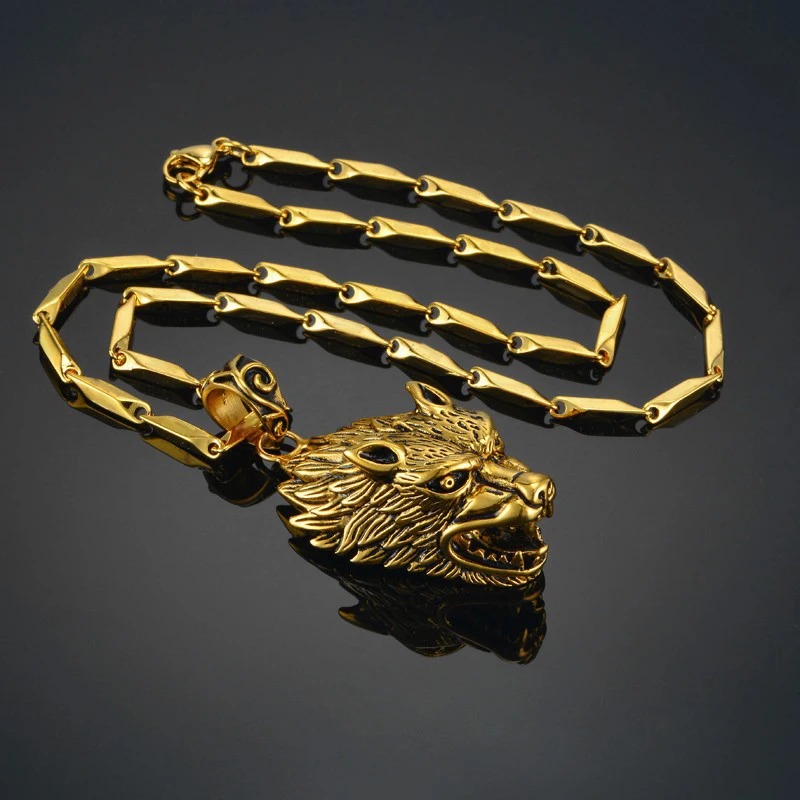 Цепочка Из Нержавеющей Стали 316L с подвеской в виде волка|Ожерелья подвеской| |