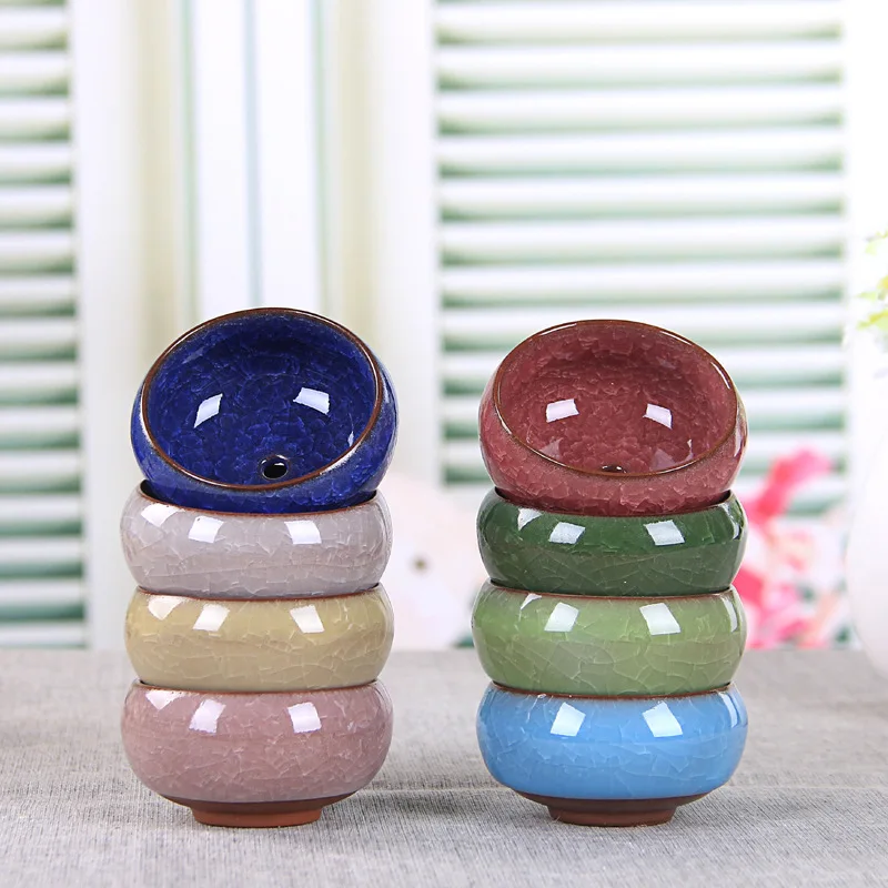 

4 Pieces Mini size 6.5x6.5x3.5cm Micro Landscape Artificial Flowers Succulent Plants Pot Tiny Ceramic Flower Pot bonsai