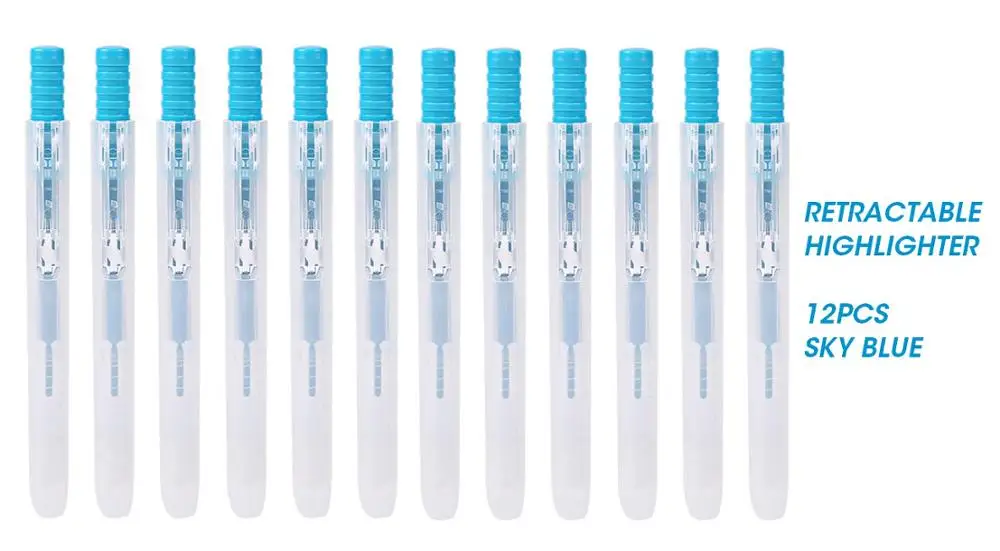 12pcs Sky Blue Click M& G 12 шт./набор Muji стиль маркер ручка японский канцелярские Флуоресцентный цвет маркер милый каваи для школьных принадлежностей - Цвет: 12pcs Sky Blue Click