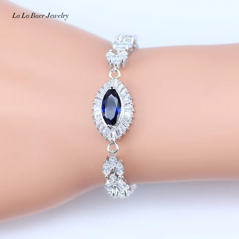 L &amp B 925 стерлингового серебра Женские Ювелирные наборы синий кубический