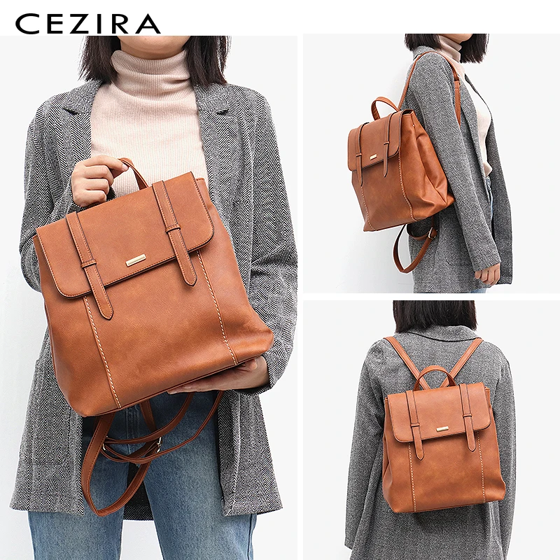 CEZIRA большой Модный женский рюкзак из искусственной кожи в английском стиле