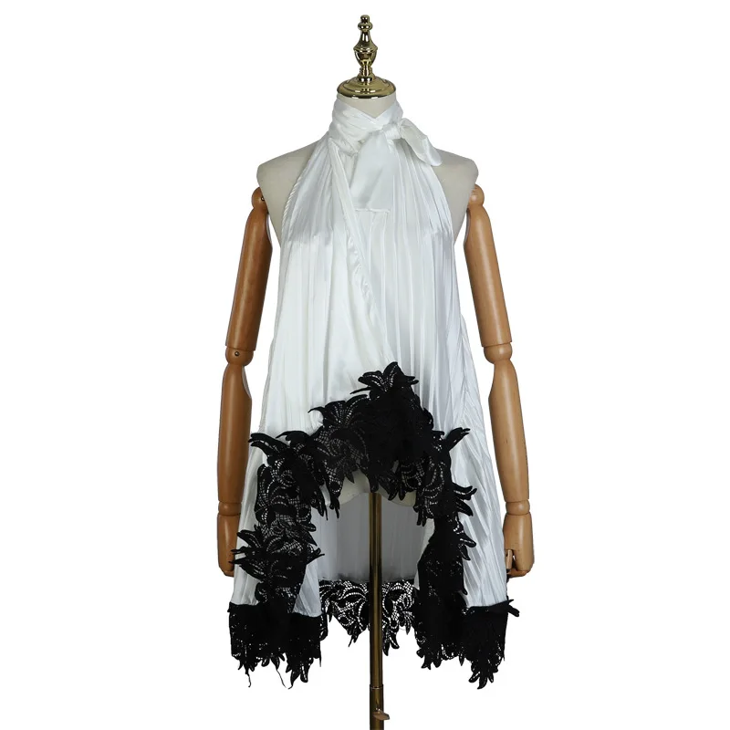 Женская рубашка OXANT пикантная шифоновая блузка без рукавов кружевная