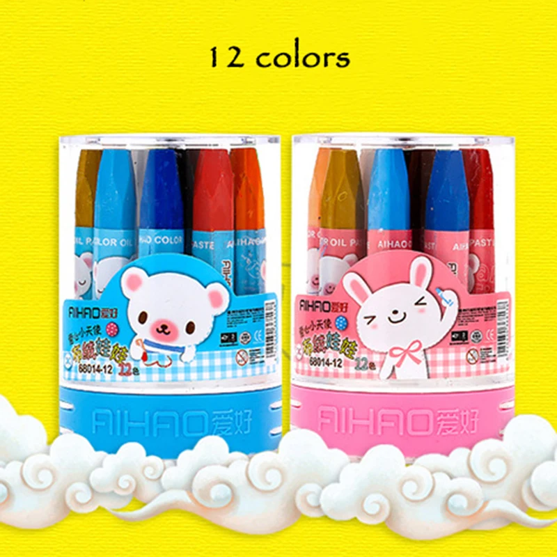 Фото 12 цветов восковые карандаши масляные пастельные мелки палочки для живописи