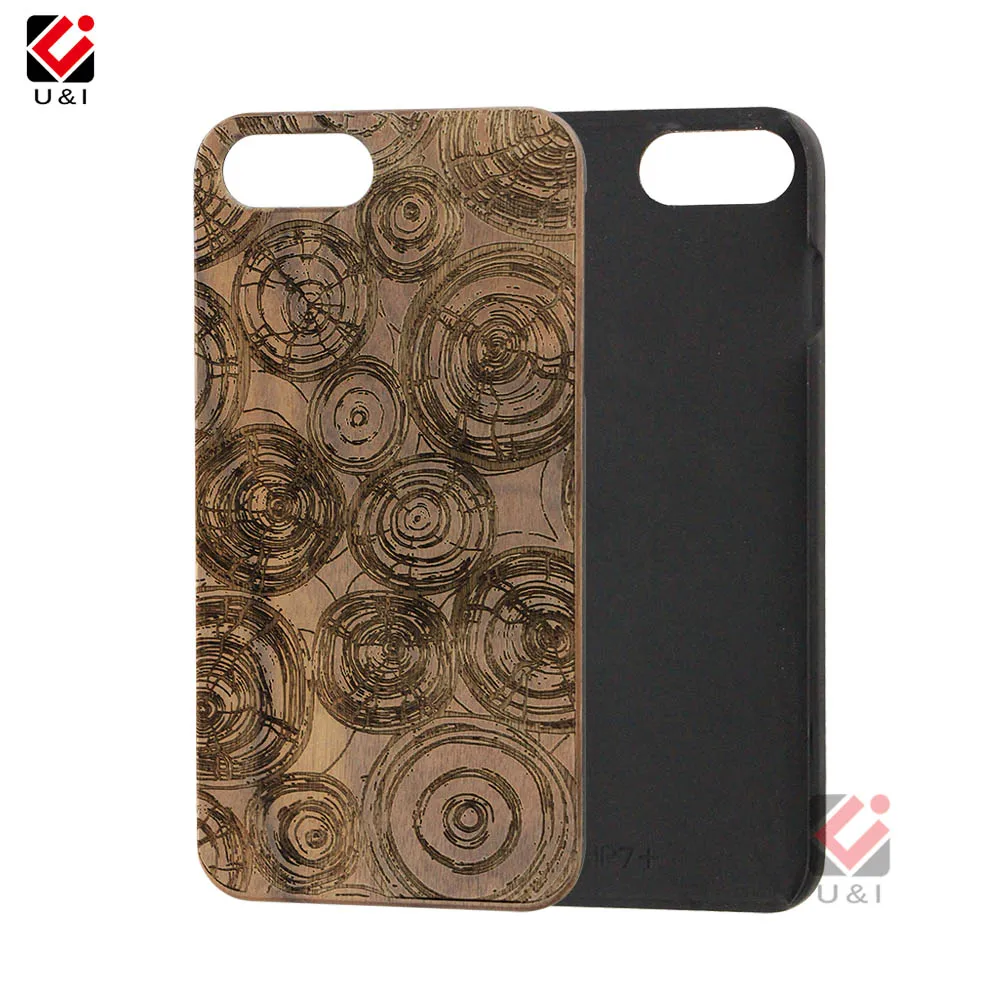 U&I Case For iPhone 7 plus 6plus 6splus 6s 6 5s 5 Wood Wave Tree Rings Carved PC Back Protector Cover for |