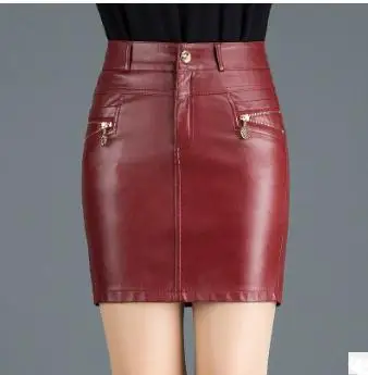 Faldas Mujer Moda новинка черные/красные юбки из искусственной кожи для женщин женская