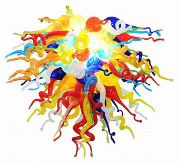 

Multi Color Crystal Handmade Blown Glass Hotel Decor LED Designer Chandelier