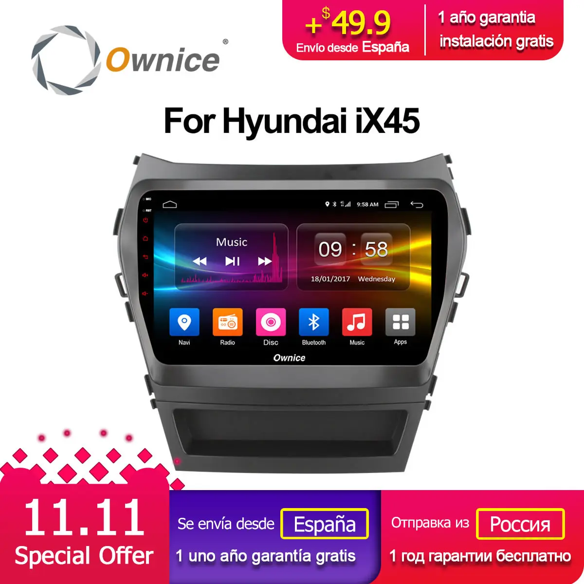 Ownice C500 + G10 Восьмиядерный android 8 1 автомобиль dvd gps плеер для HYUNDAI IX45 2013 SANTA FE santafe