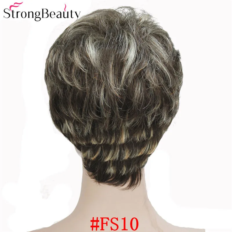 FS10 StrongBeauty синтетические Короткие Волнистые Волосы пышные натуральные светлые/серебристо-серые парики с челкой для женщин много цветов на выбор - Цвет: FS10