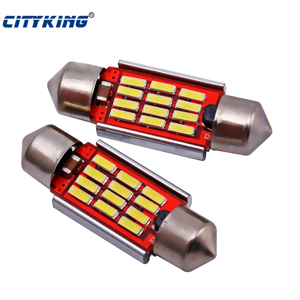 

2pcs Led Dome light 4014 smd 12led No Polarity c5w led 36mm 39mm 42mm Festoon Led Error Free C5W 12SMD Led Car Reading Light