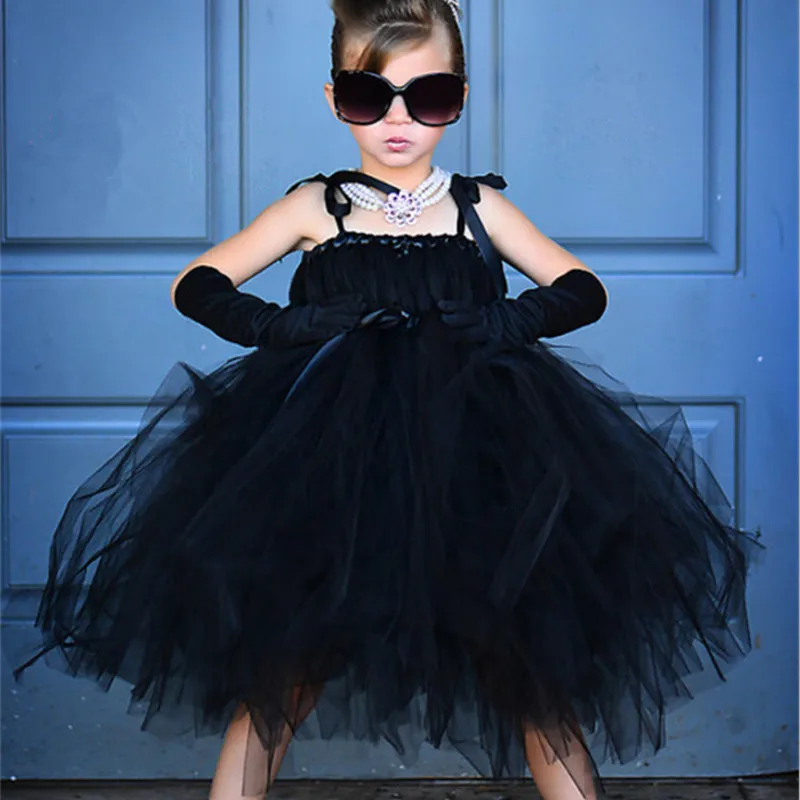 Fashion Trendy Girls Princess Tutu Dress Tulle Blue Black Girl Ball Gown Sleeveless Kids Evening Birthday Party Dresses | Детская одежда