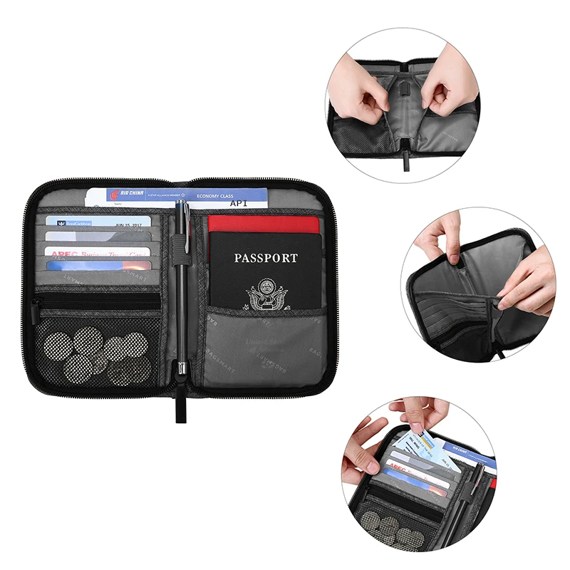 Многофункциональная RFID дорожная сумка для паспорта ID карты кредитной мужской