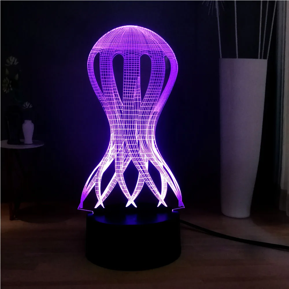 Забавный акриловый 3D геометрический Devilfish форма RGB Иллюзия светодиодный DEC