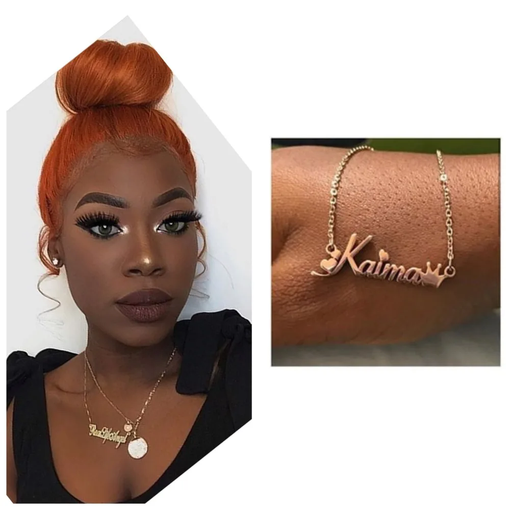 Персонализированные ожерелья с именем на заказ золотого цвета из нержавеющей