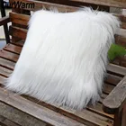 OurWarm 45X45CM Рождественская роскошная белая плюшевая подушка, чехол с одной стороны из искусственного меха, декоративная подушка, квадратный плюш для дома