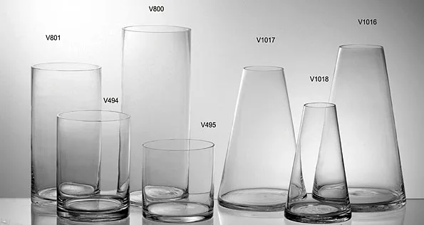 Прозрачная стеклянная ваза прямая цилиндрическая многоразмерная прозрачная