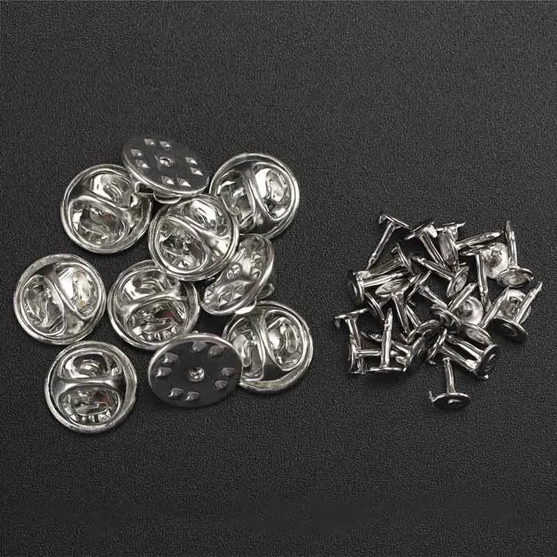 Rhodium 50 шт. 11,4 мм Бабочка база сжимается значок назад для DIY ювелирных изделий золотого и серебряного цвета клатч брошь-держатель Аксессуар Поставщик - Цвет: Rhodium
