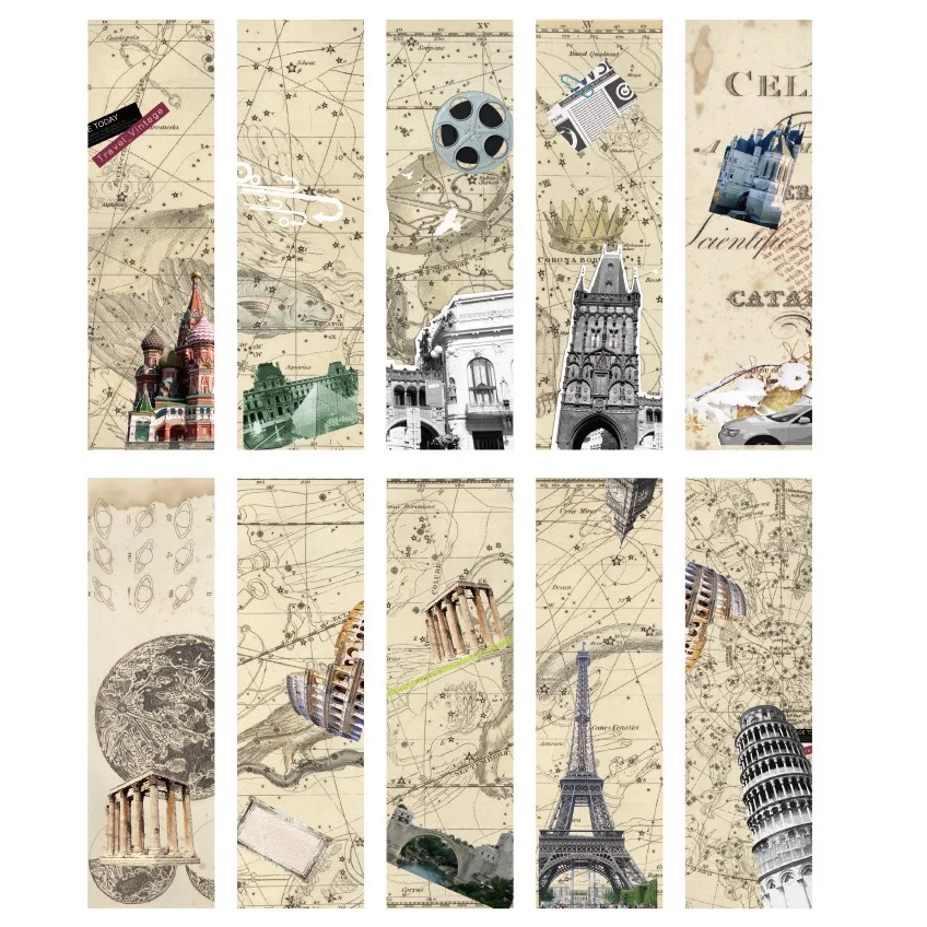6 set/Lot artistry Europe book mark for reading books Vintage greeting card city image bookmark set School supplies DC969 | Канцтовары