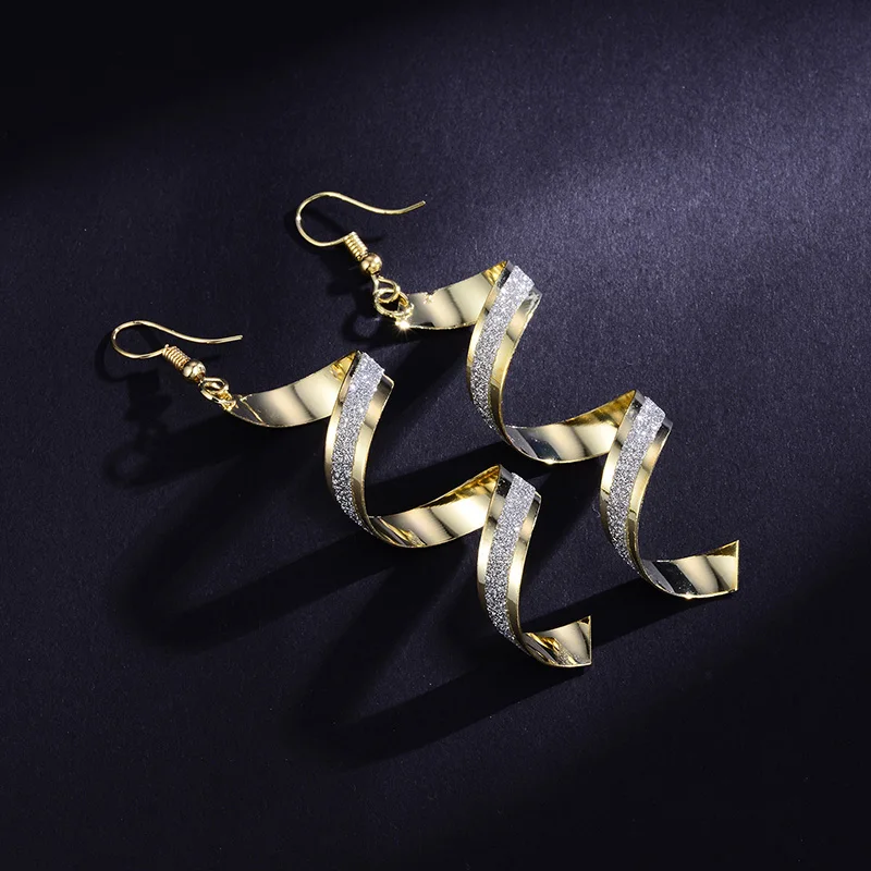 Shineland bijoux модные черные длинные серьги на спирали для женщин висячие из цинкового