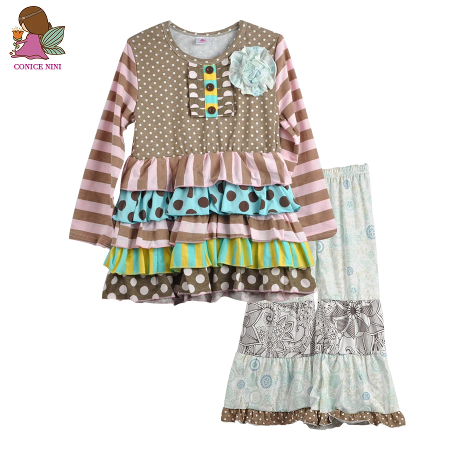 CONICE NINI/брендовая осенне зимняя Изысканная одежда для малышей хлопковая в полоску