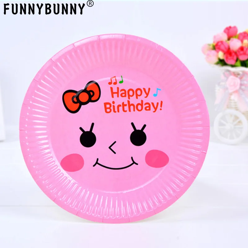FUNNYBUNNY Sweet Girl 6 шт. с днем рождения для вечеринки радуги и розового цвета круглые