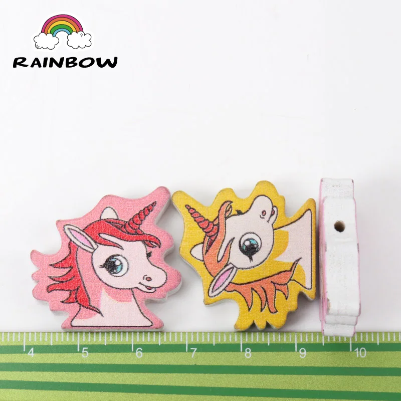 Смесь цветов Единорог Форма Licorne узор деревянные бусины для самостоятельного