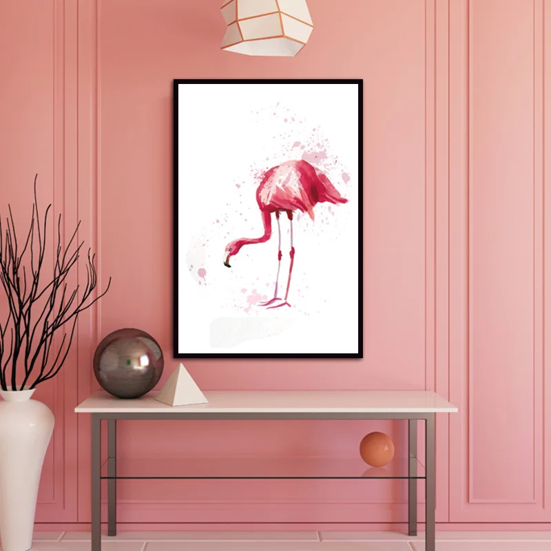 Картина на холсте постер Художественная печать акварельном фламинго настенные