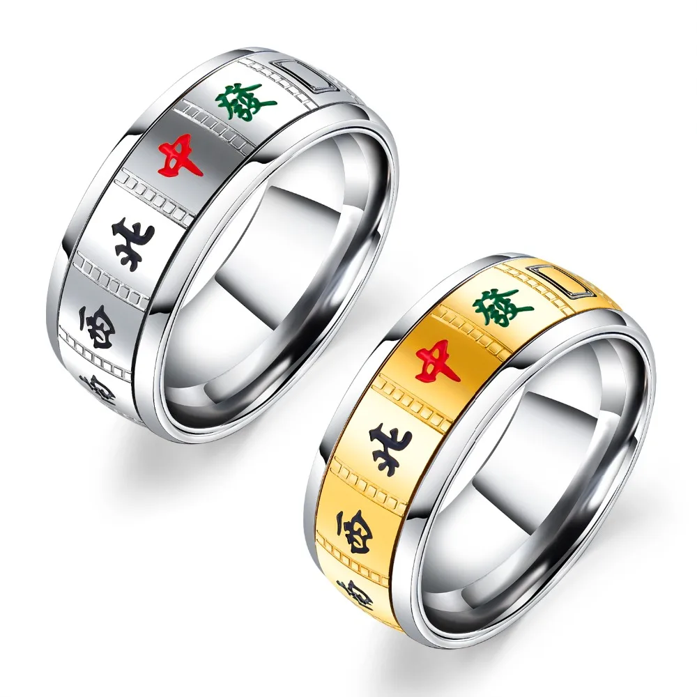 Крутое дизайнерское мужское кольцо с синей цепочкой для Маджонга женщин и мужчин