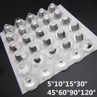 Светодиодные линзы высокой мощности, 20 шт.лот, 1 Вт, 3 Вт, 20 мм, оптическая светодиодная линза pmma, угол 5, 10, 15, 30, 45, 60, 90, 120 градусов, отличное качество
