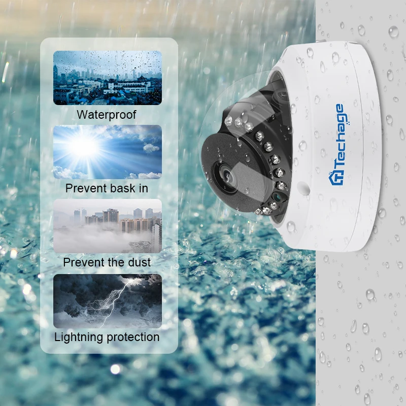 Камера видеонаблюдения Techage антивандальная водонепроницаемая купольная камера