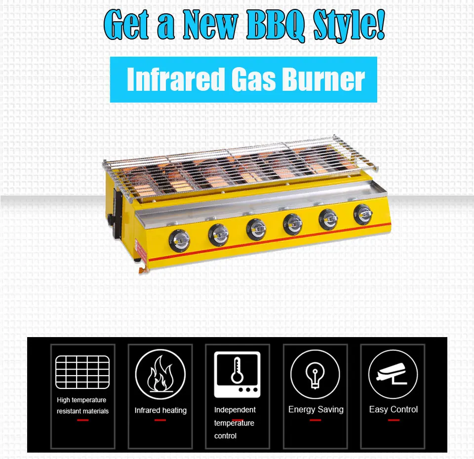 ITOP LPG газовый гриль 2/3/4/6/8 горелки угольный гриль для барбекю инфракрасные газовые горелки барбекю для приготовления пищи на воздухе churrasqueira Кухня инструменты