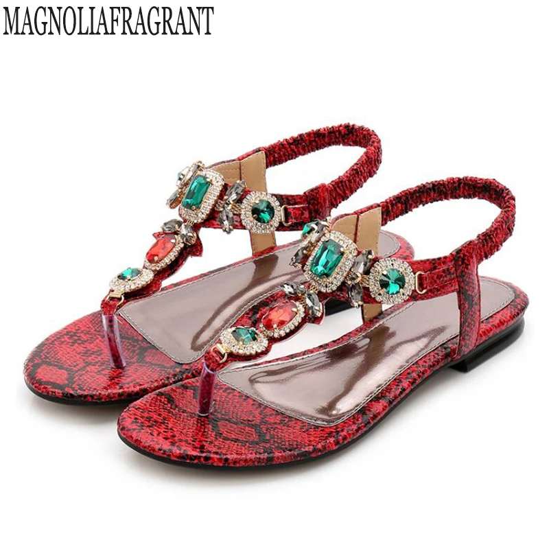 Сандалии женские с бусинами богемные шлепанцы на плоской подошве пляжная обувь