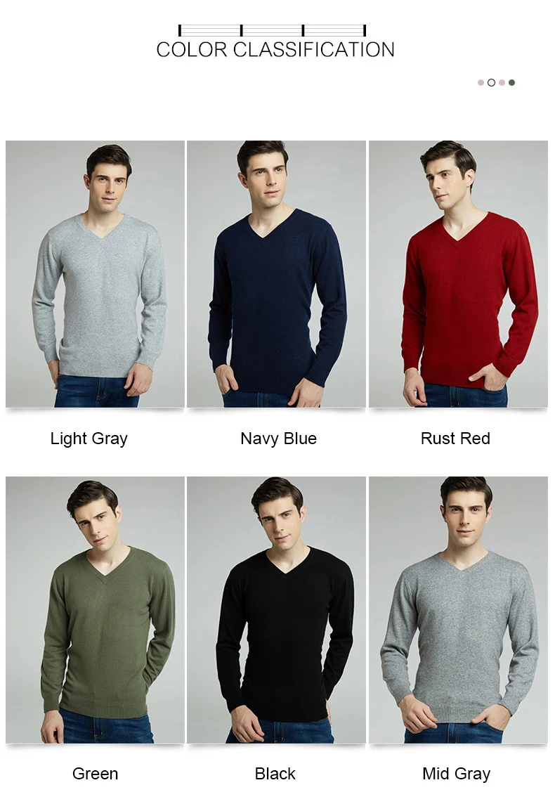 Hot Sale Winter Sweater Men V-neck Jumpers Cashmere Wool Knitting Pullovers Tops New Arrival 6 Colors Pur Sweaters Male Cloth | Мужская