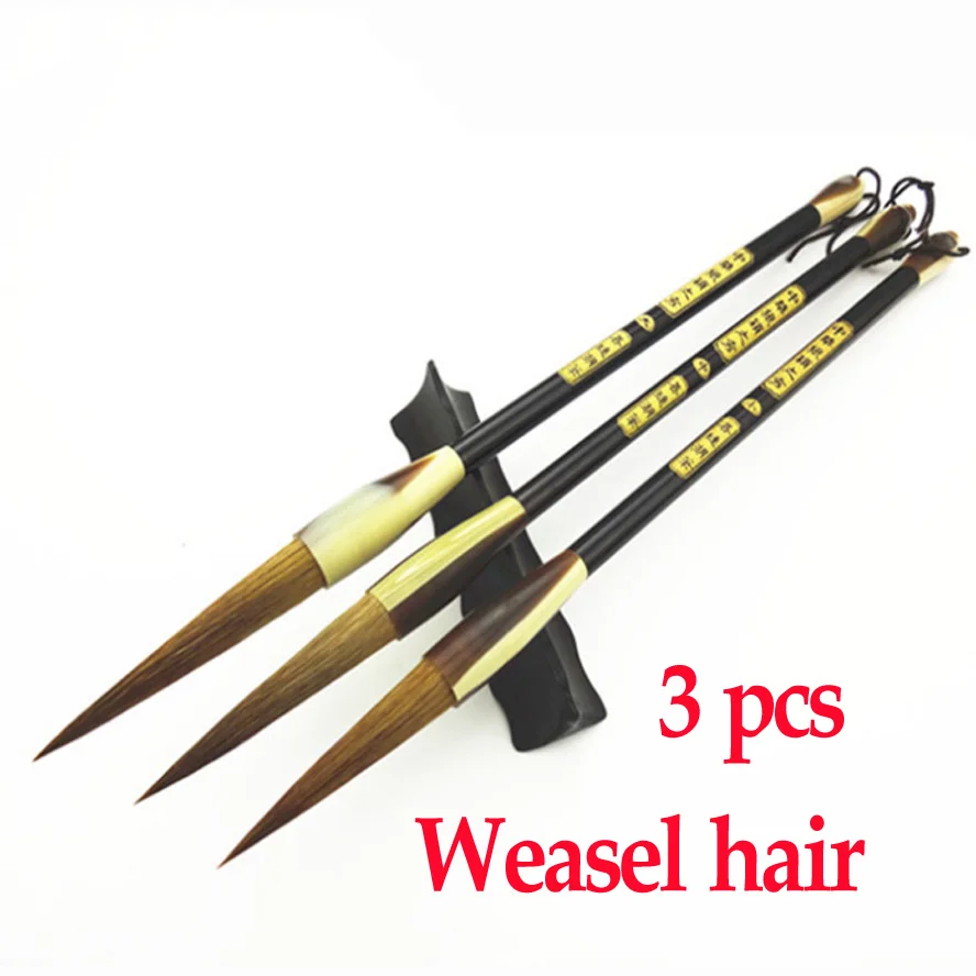 3pcs Chinese Calligraphy Brushes Weasel hair brush pen for painting drawing calligraphy Art supplies