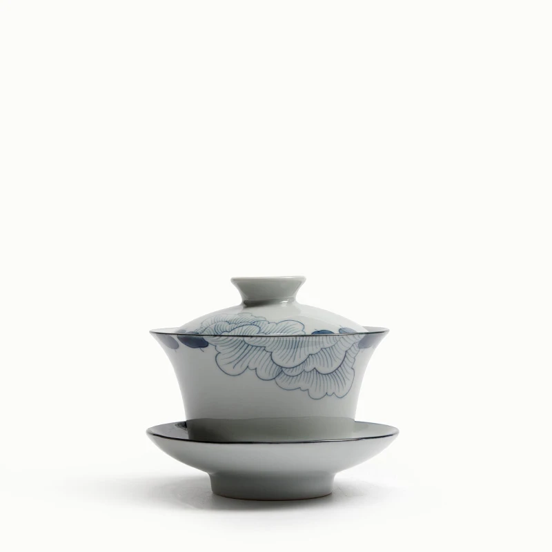150 мл японский синий и белый Гибискус Gaiwan Master Cup фарфоровый чайник керамическая кофейная чашка винтажный чайный набор кунг-фу - Цвет: A