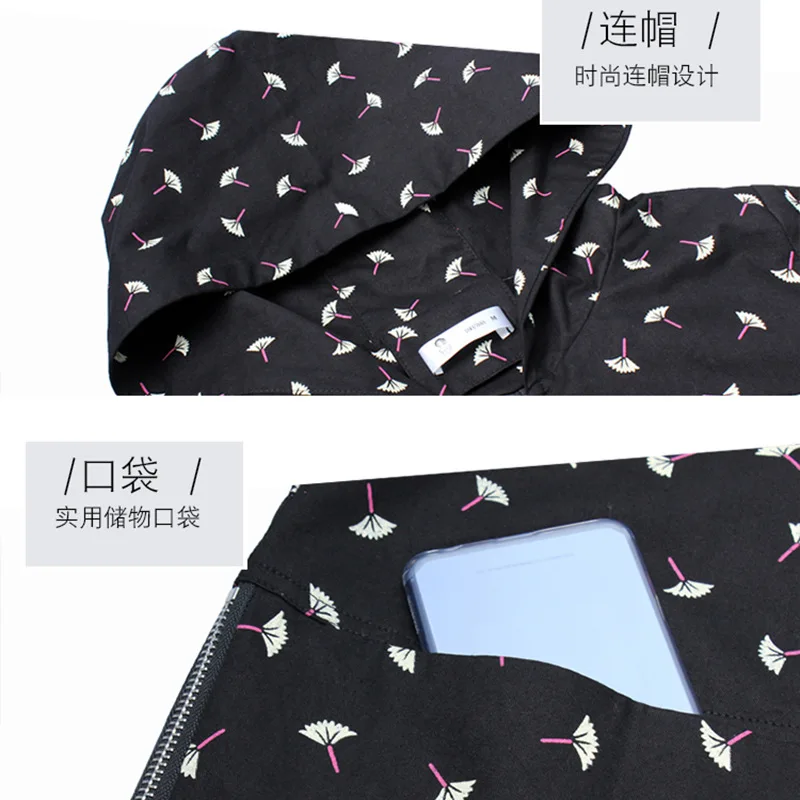 куртка ветровка женская с капюшоном весна 2018 на молнии 100% cotton одежда для женщин