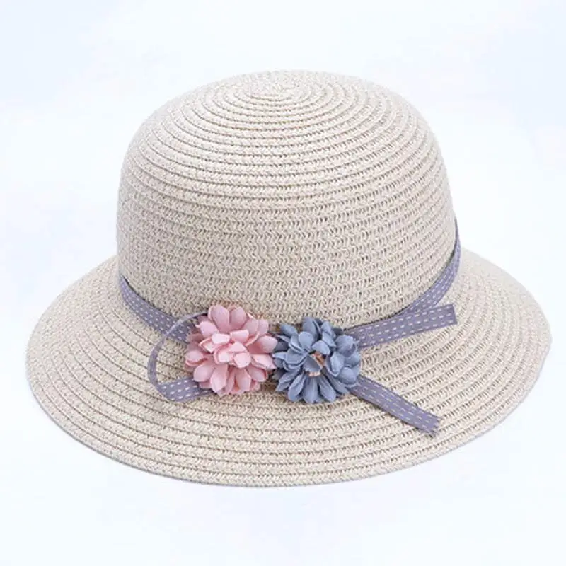 Соломенная шляпа от солнца для девочек 2-8 лет Летние Пляжные шапки с цветами