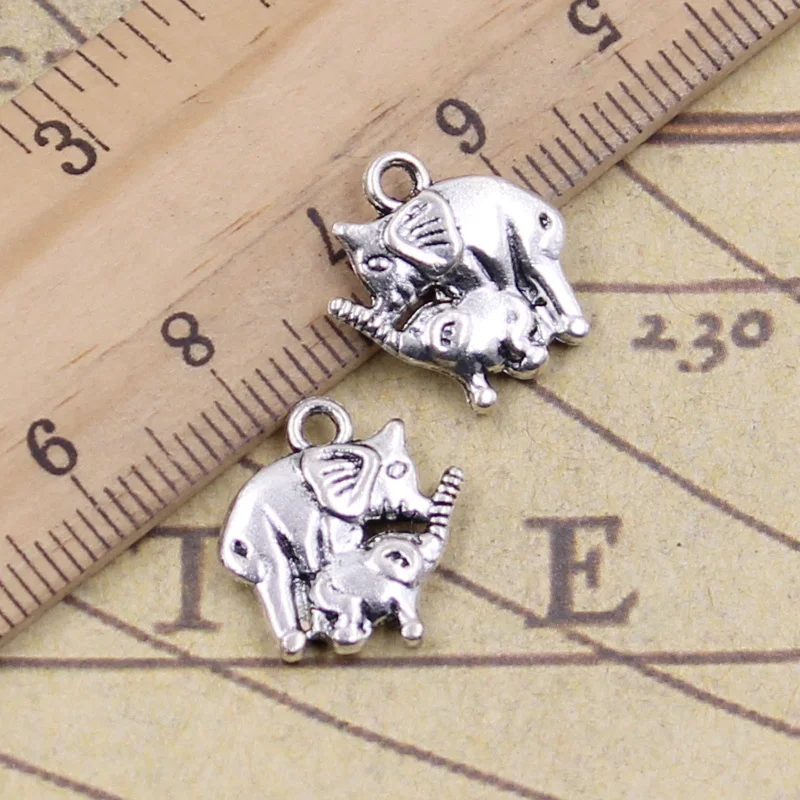 25 шт амулеты Mama & Baby Elephant 16x14 мм тибетские бронзовые серебряные подвески