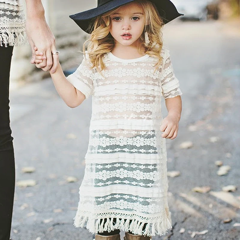 Новинка 2017 года одежда для родителей и ребенка кружевное платье девочек 2