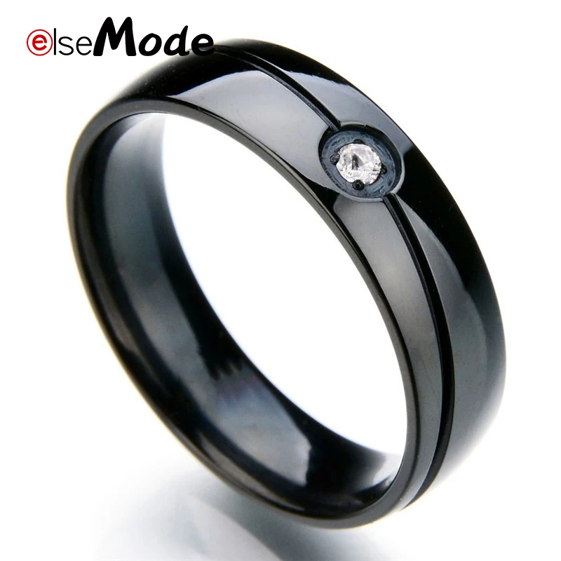 ELSEMODE Модные Простые обручальные кольца с кубическим цирконием черного и