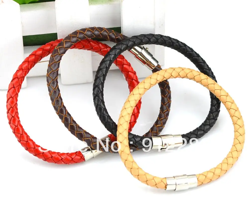 Бесплатная Доставка 40 шт. Смешивать-цвета 6 мм Плетеный Натуральная Кожа