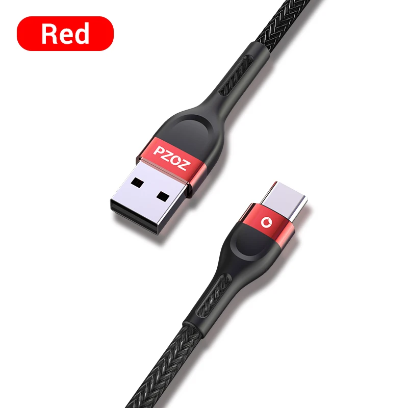 red PZOZ USB type c кабель для samsung S10 S9 xiaomi mi 9 8 redmi note 7 k20 Зарядное устройство для мобильного телефона Шнур быстрой зарядки шнур для зарядки телефона USB C кабель для передачи данных 3A кабель usb type c - Цвет: red