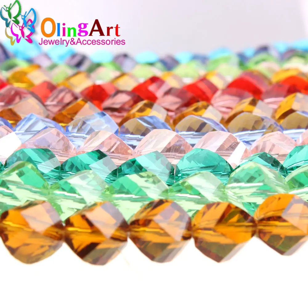OlingArt AAA 8 мм 60 шт смешанный граненый цвет спираль/хрустальные бусины с